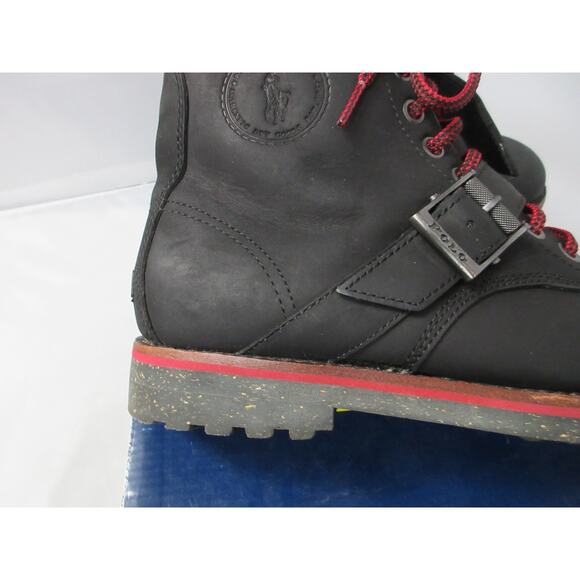 Polo Ralph Lauren Maurice Boots Mens Size 7 Black Leather Buckle Combat Moto
